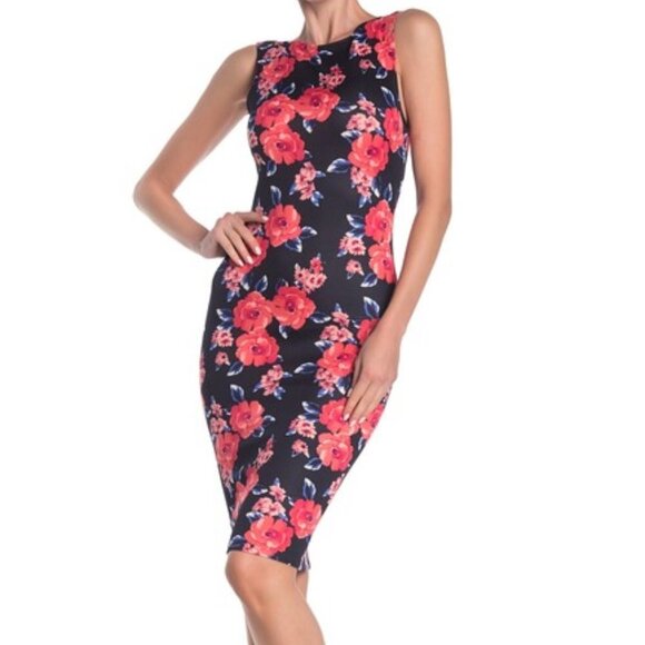 Love...Ady Printed Bodycon Dress Multicolor Floral - Picture 1 of 3
